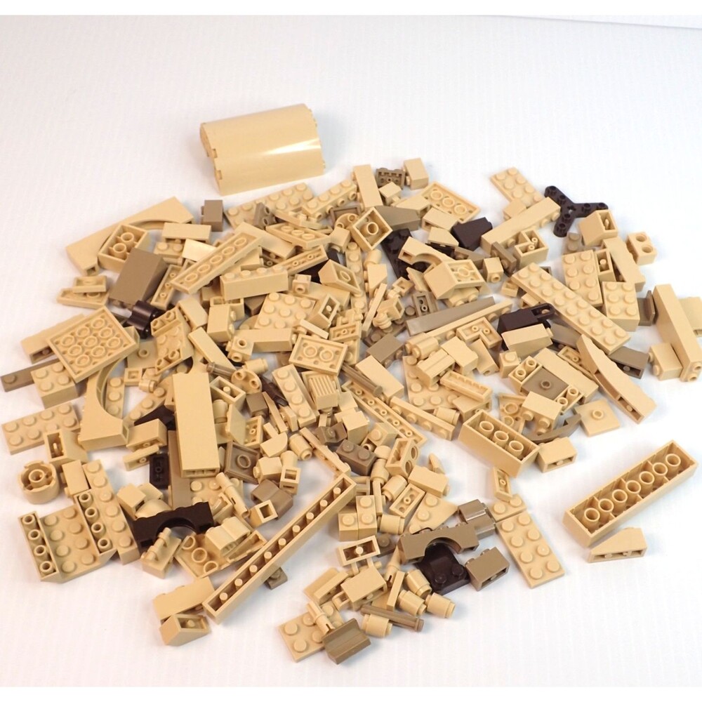LEGO Parts - Assorted Tan, Dark Tan, Dark Brown Bulk Pieces - QTY 200+ pc (8oz)